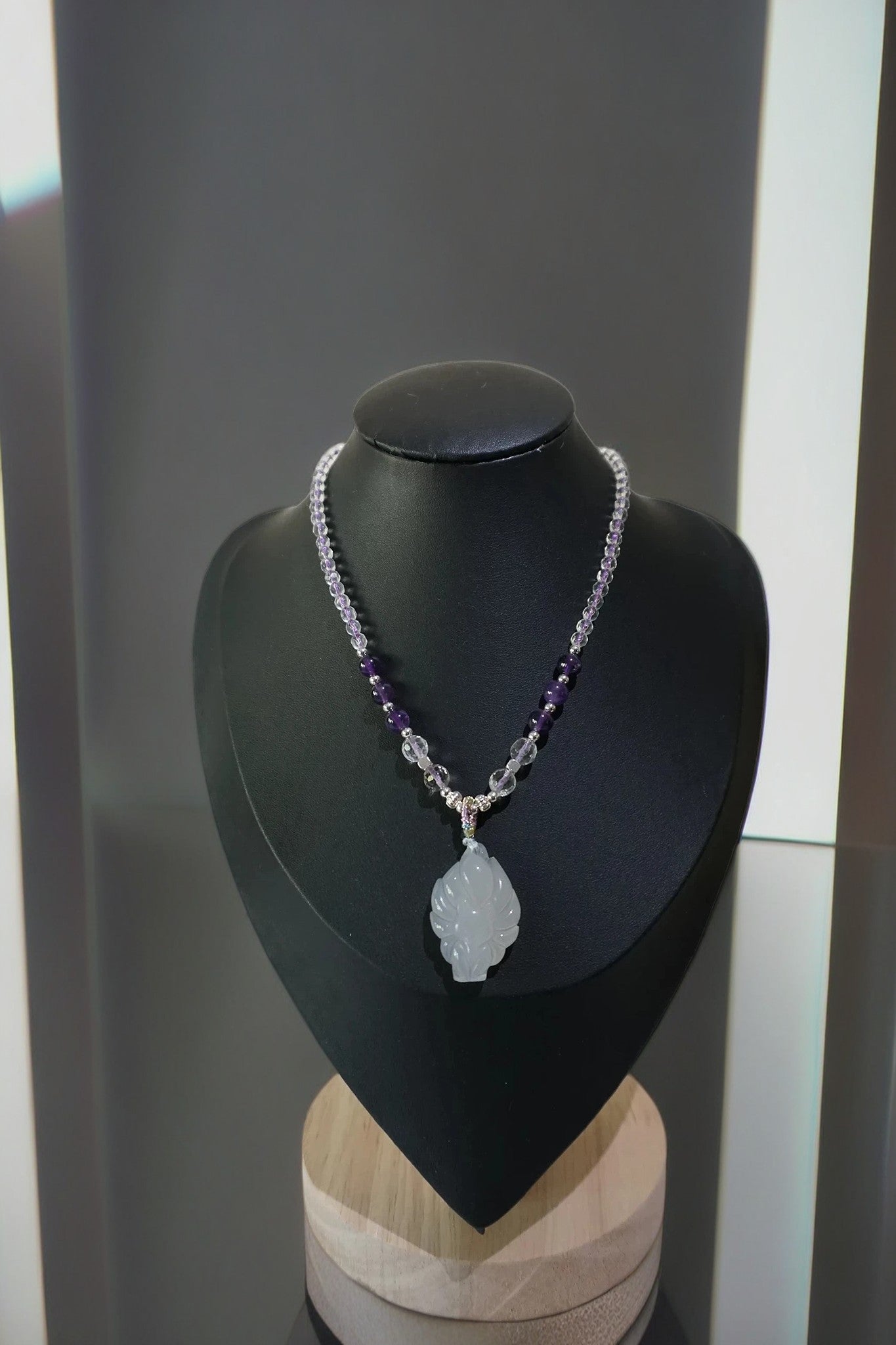 White Quartz Nine-Tailed Fox Pendant Necklace