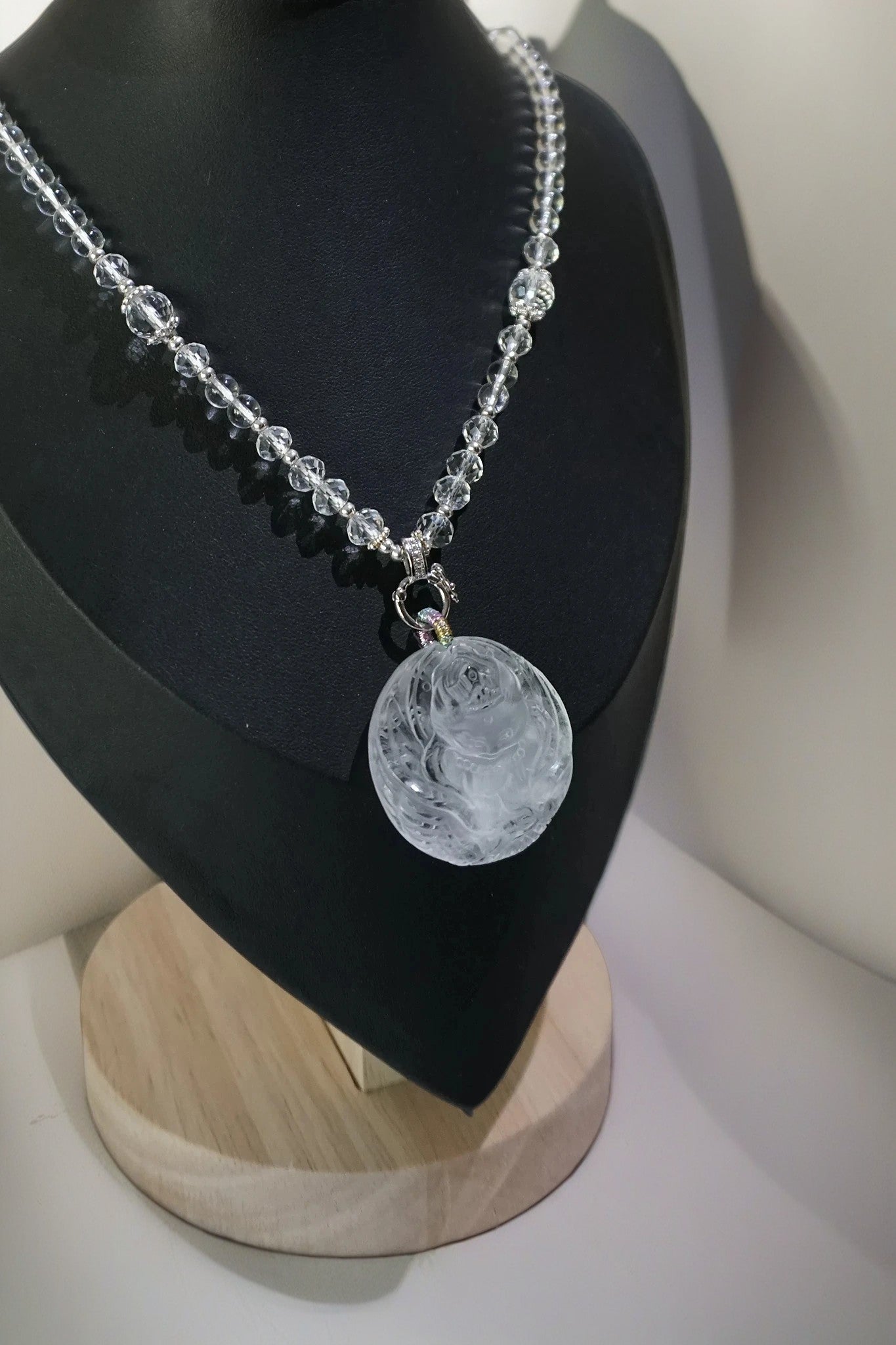 Luminous White Quartz Nine-Tailed Fox Pendant Necklace