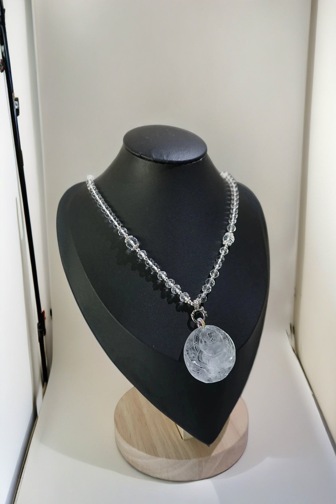 Luminous White Quartz Nine-Tailed Fox Pendant Necklace