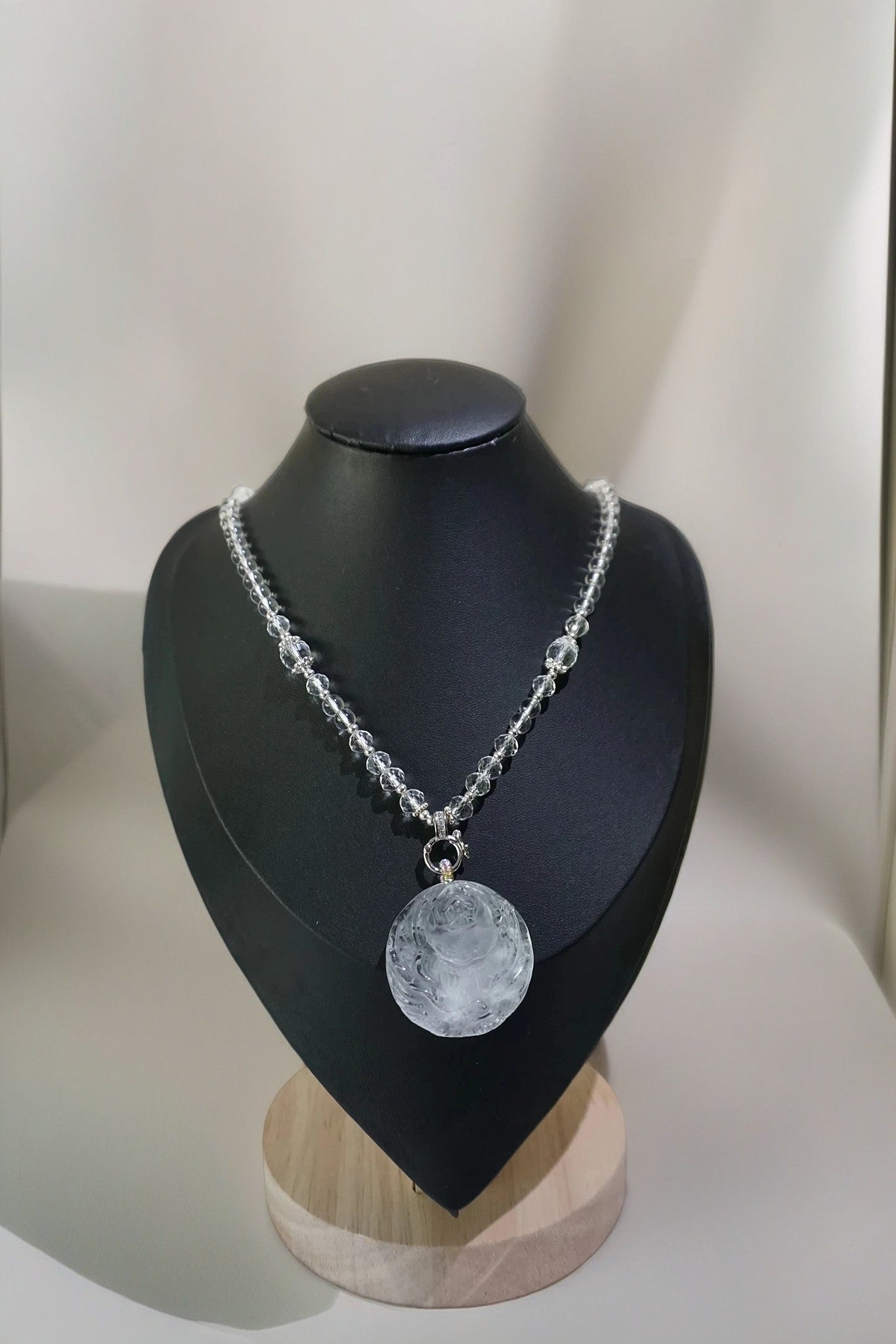 Luminous White Quartz Nine-Tailed Fox Pendant Necklace