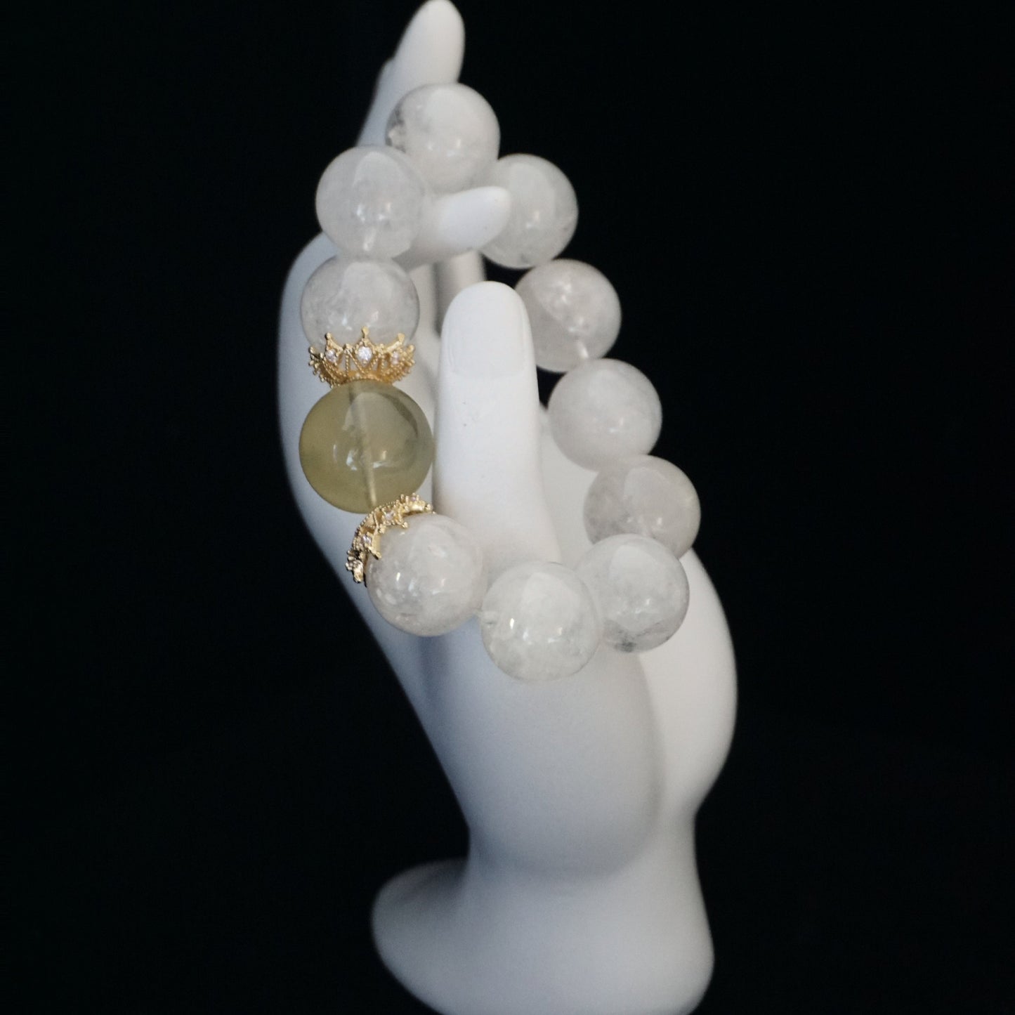 White Phantom Quartz & Citrine Bead Bracelet