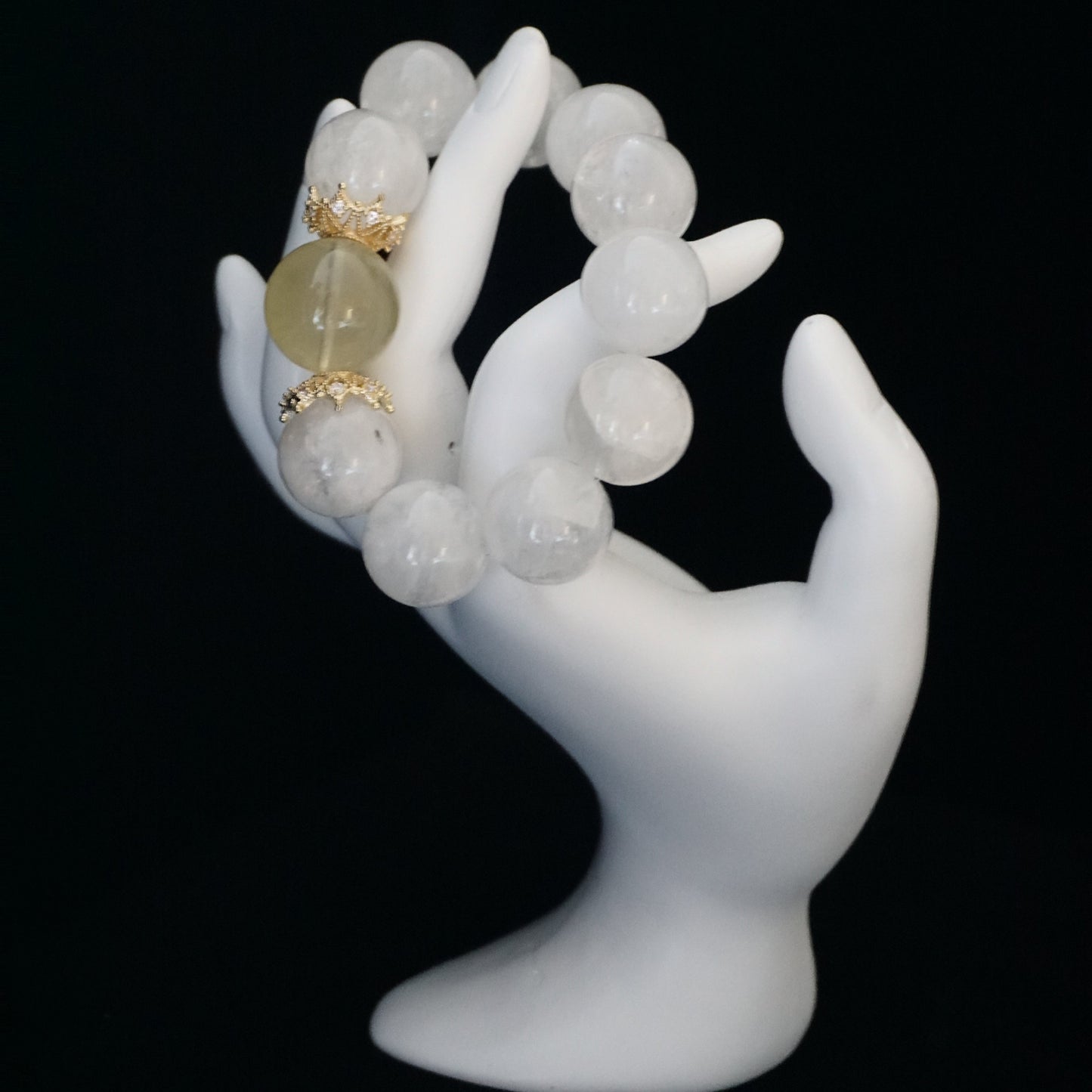 White Phantom Quartz & Citrine Bead Bracelet