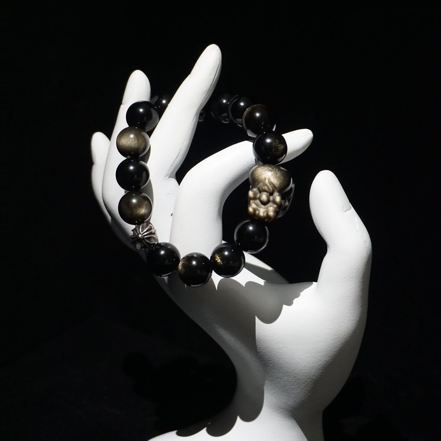Golden Obsidian & Silver Sheen Obsidian Pi Xiu Bracelet