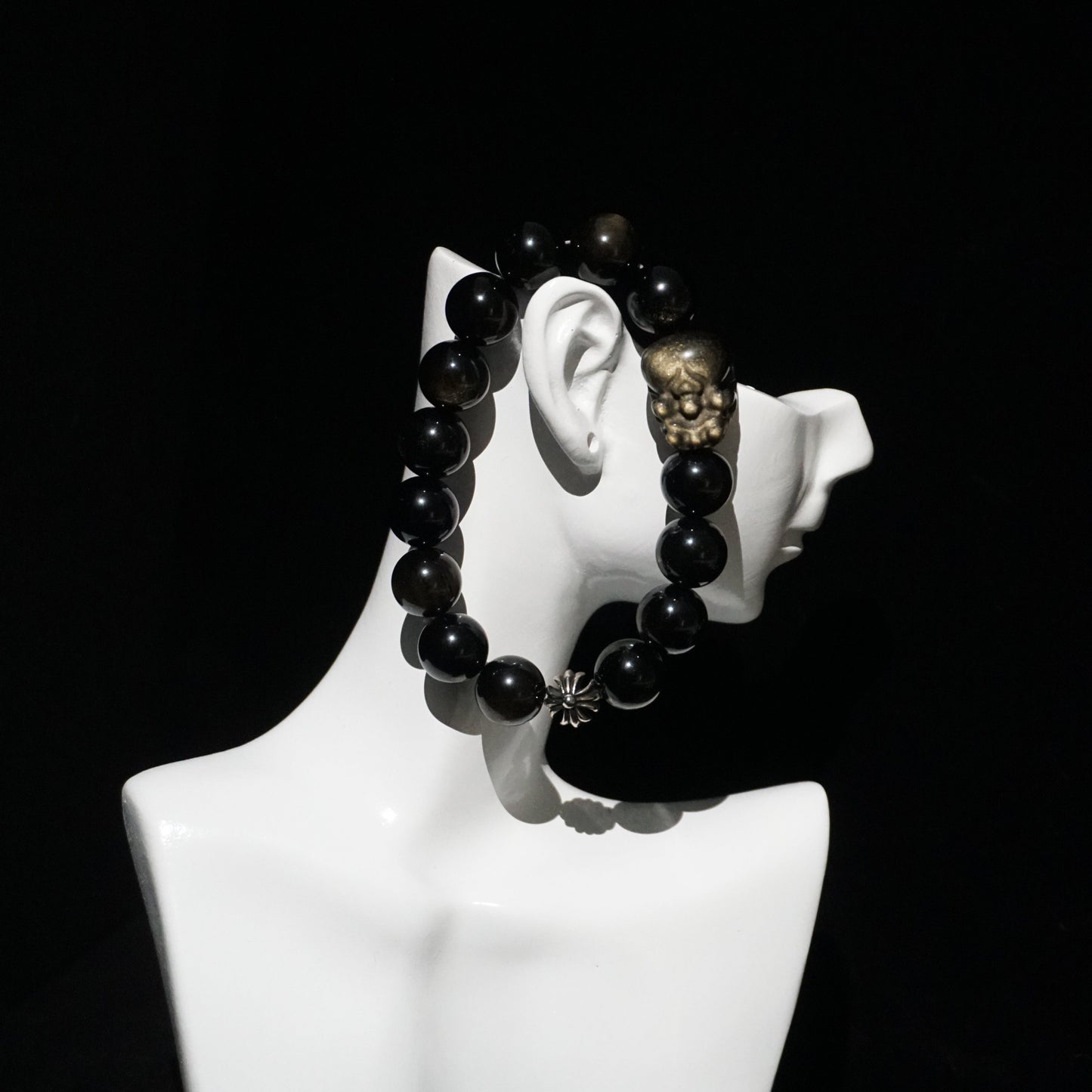 Golden Obsidian & Silver Sheen Obsidian Pi Xiu Bracelet
