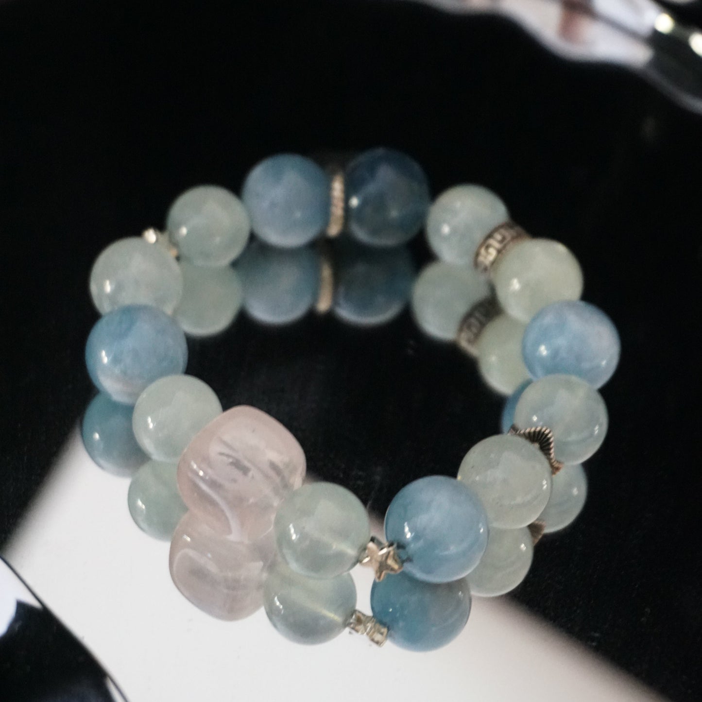 Aquamarine & Rose Quartz Butterfly Bracelet