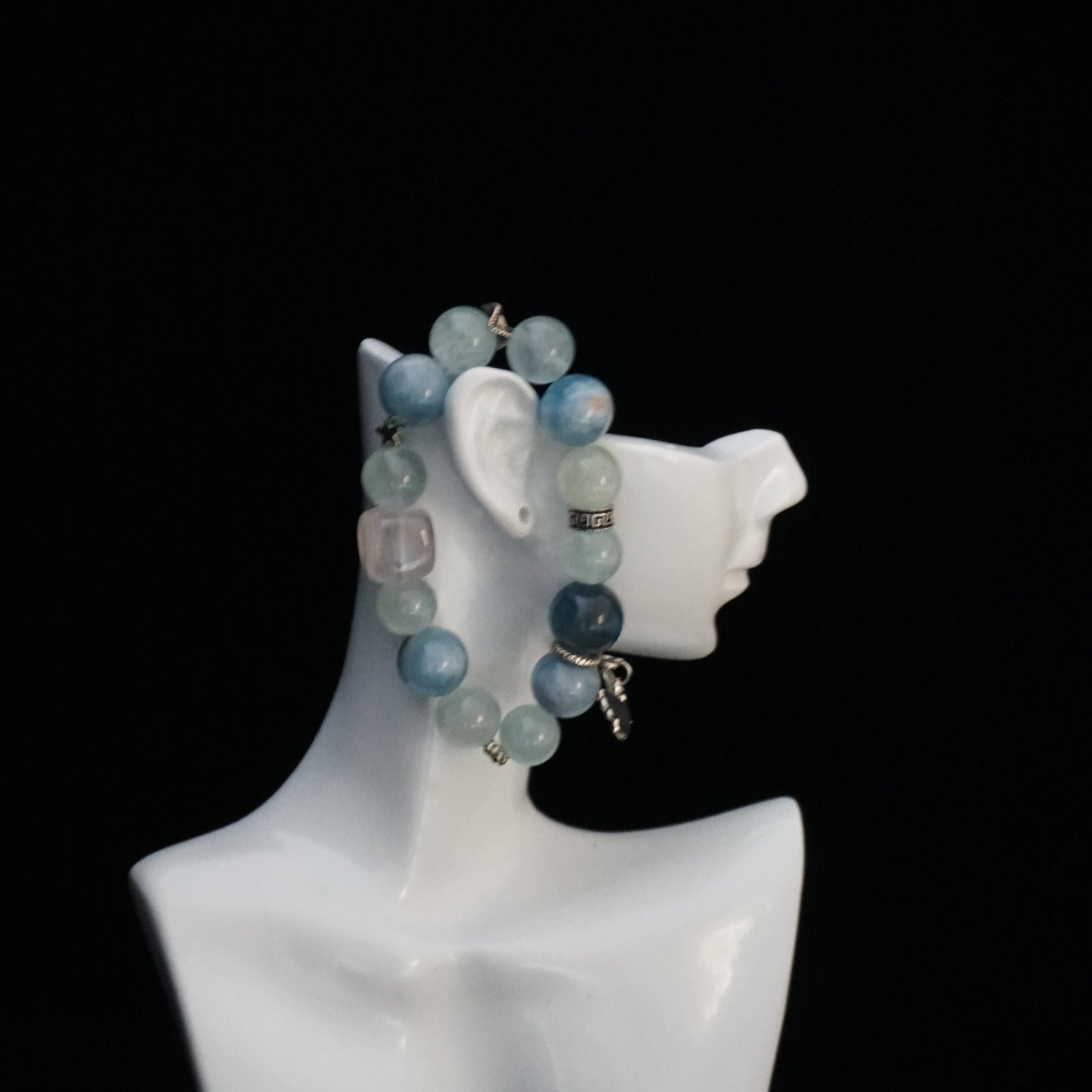 Aquamarine & Rose Quartz Butterfly Bracelet