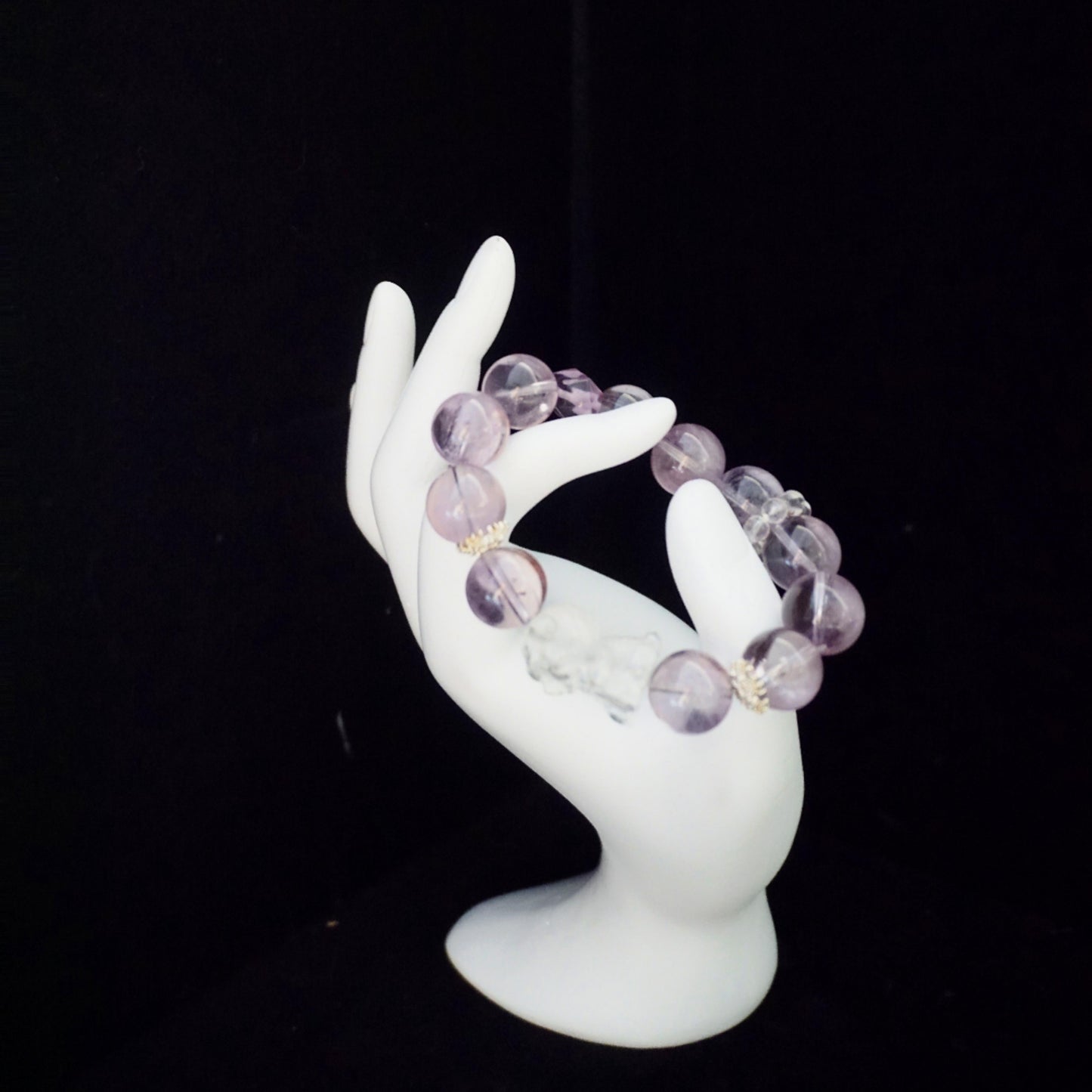 White Bear & Purple Rutilated Quartz Pendant Bracelet
