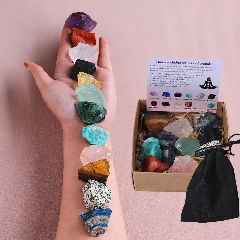 12-Color Natural Raw Crystal Collection