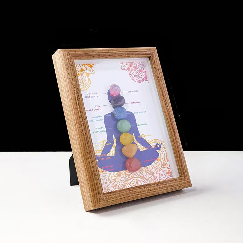 Handmade 7 Chakra Healing Crystal Roller Frame
