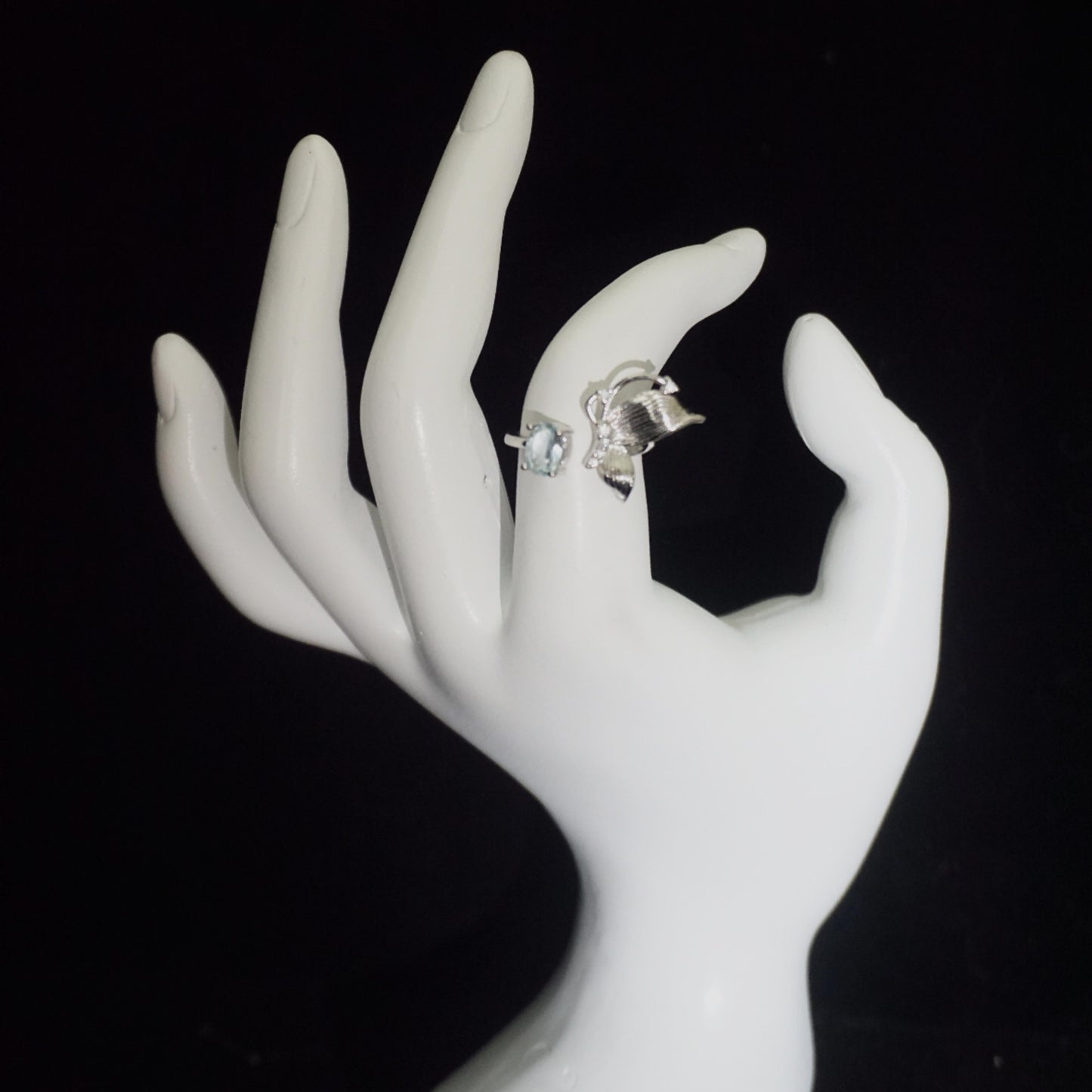 Aquamarine Butterfly Open Ring