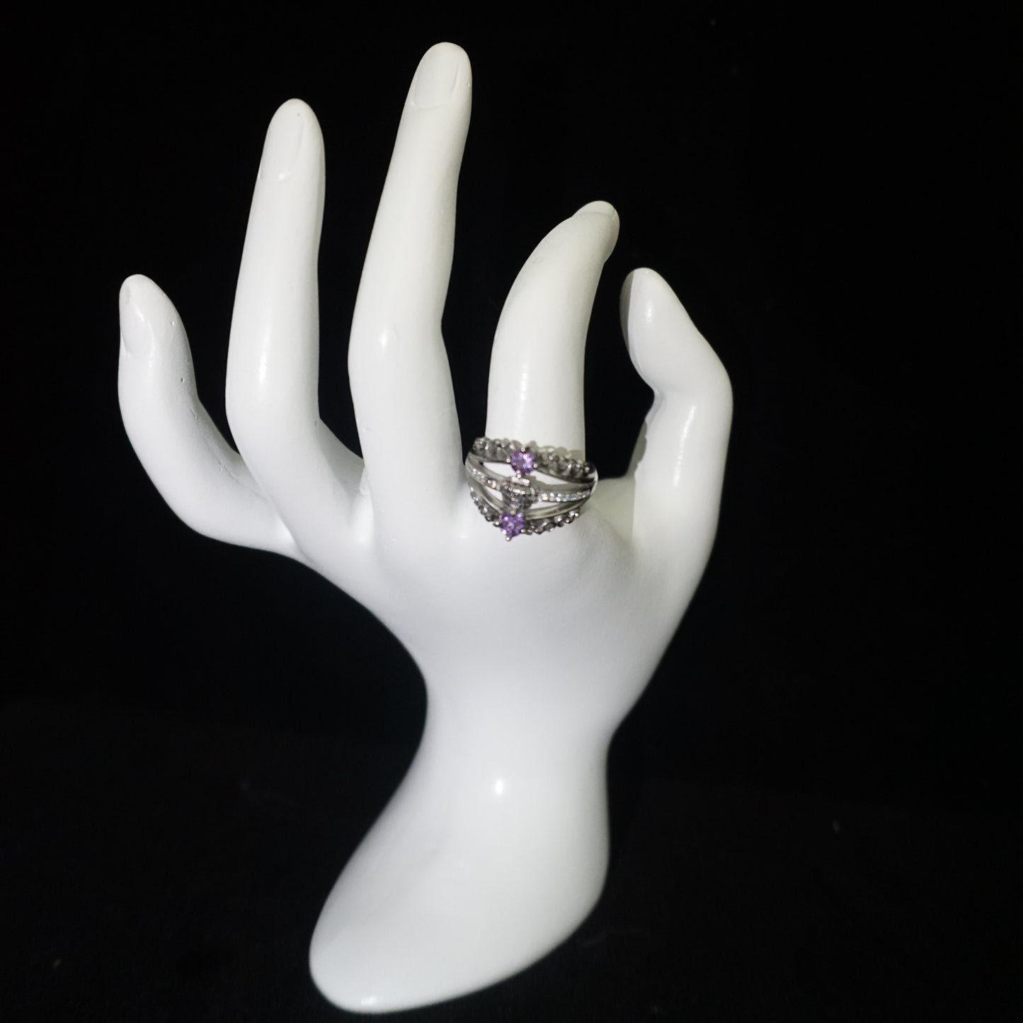 Amethyst Crown Open Ring