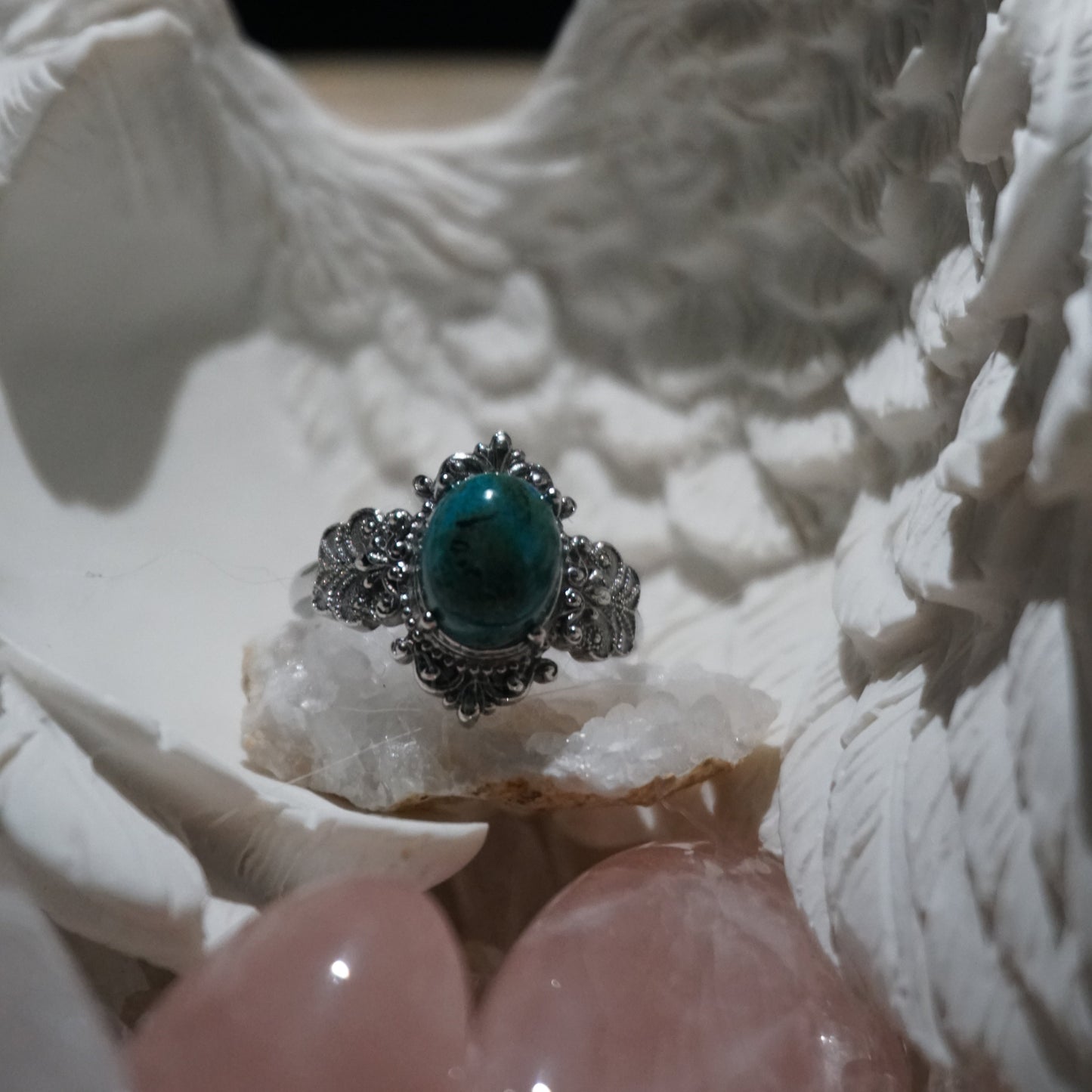 Turquoise Vintage Carved Open Ring