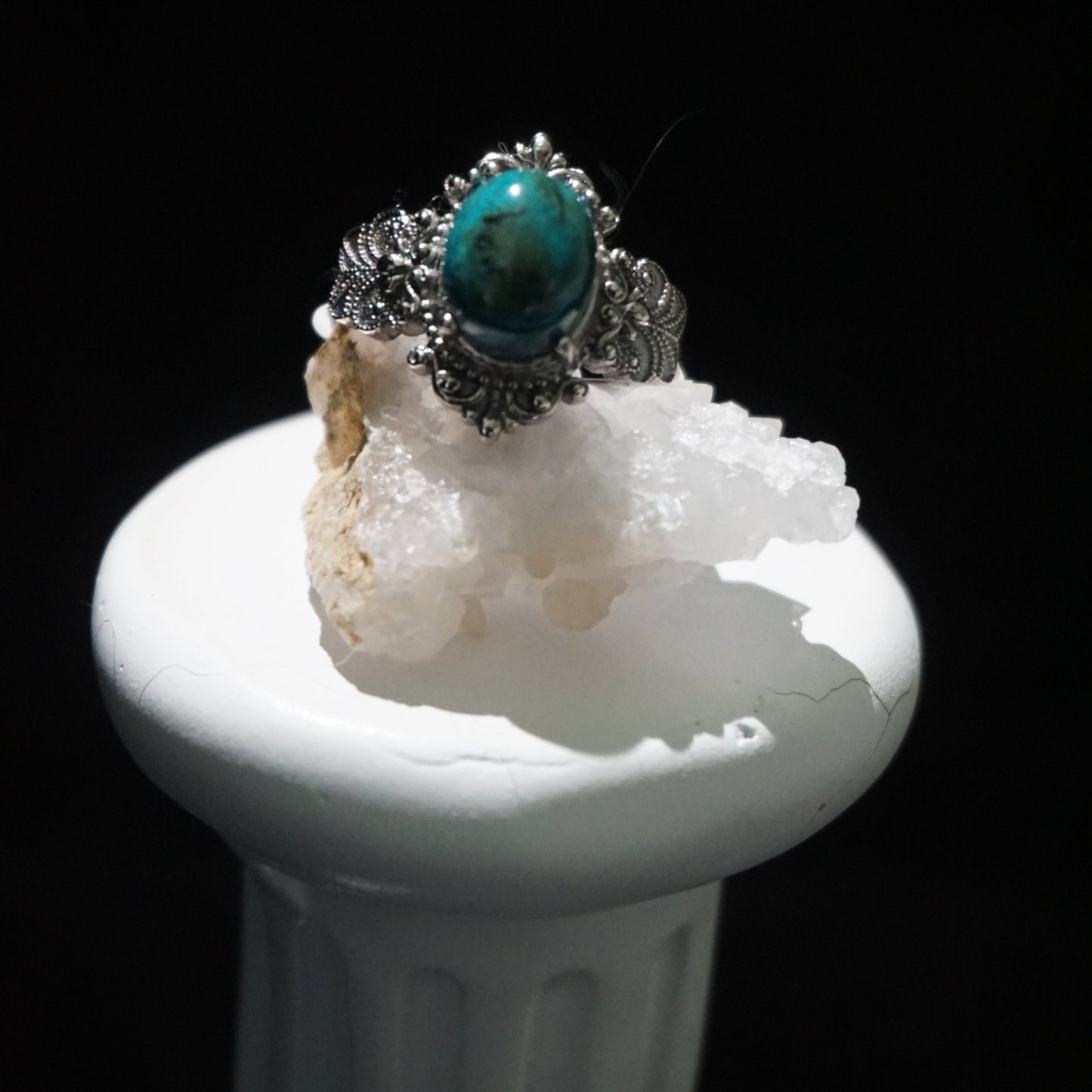 Turquoise Vintage Carved Open Ring