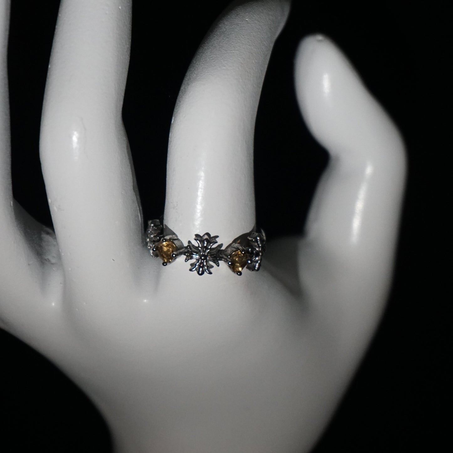 Sacred Citrine Cross Ring