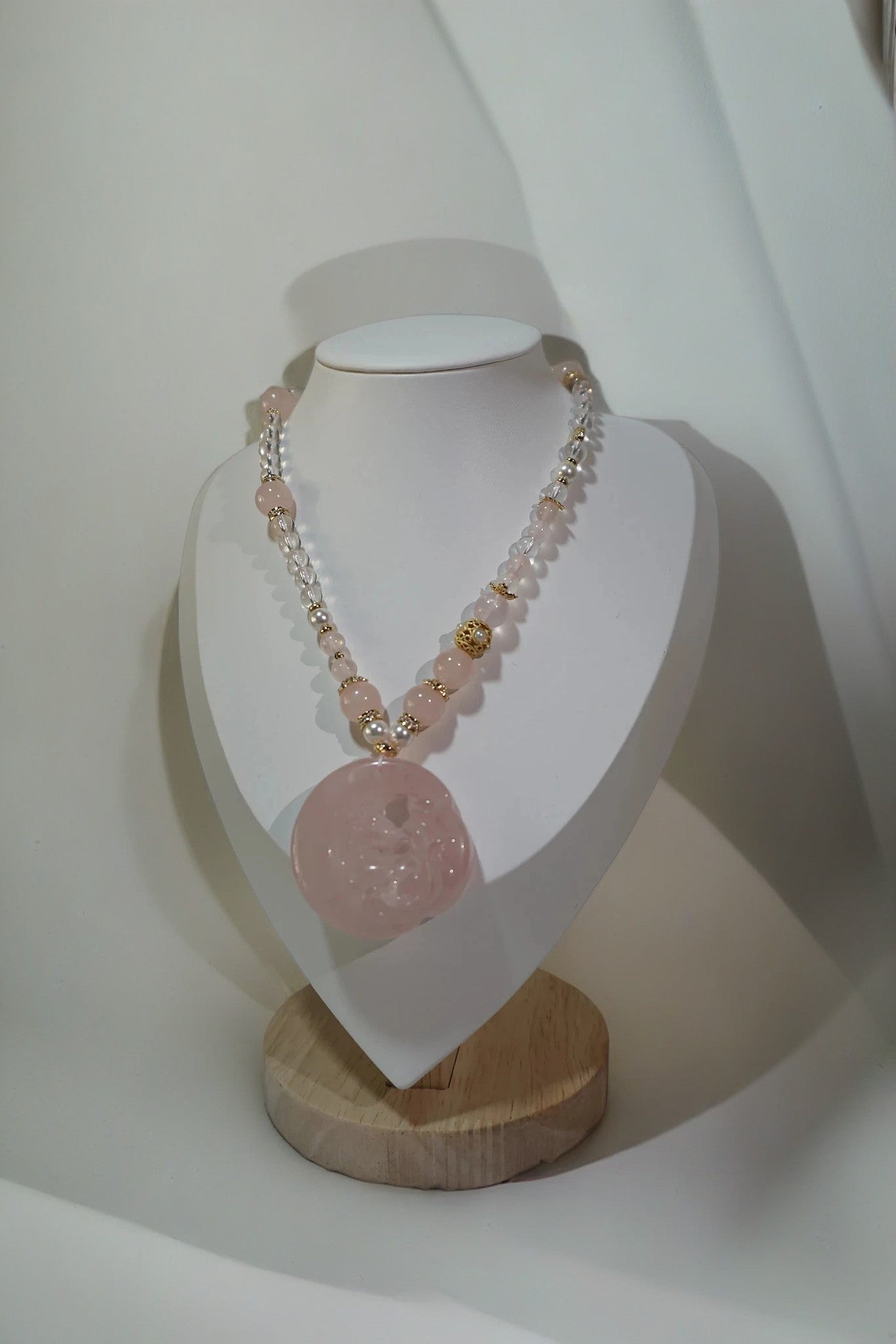 Pink Quartz Fox Pendant Necklace