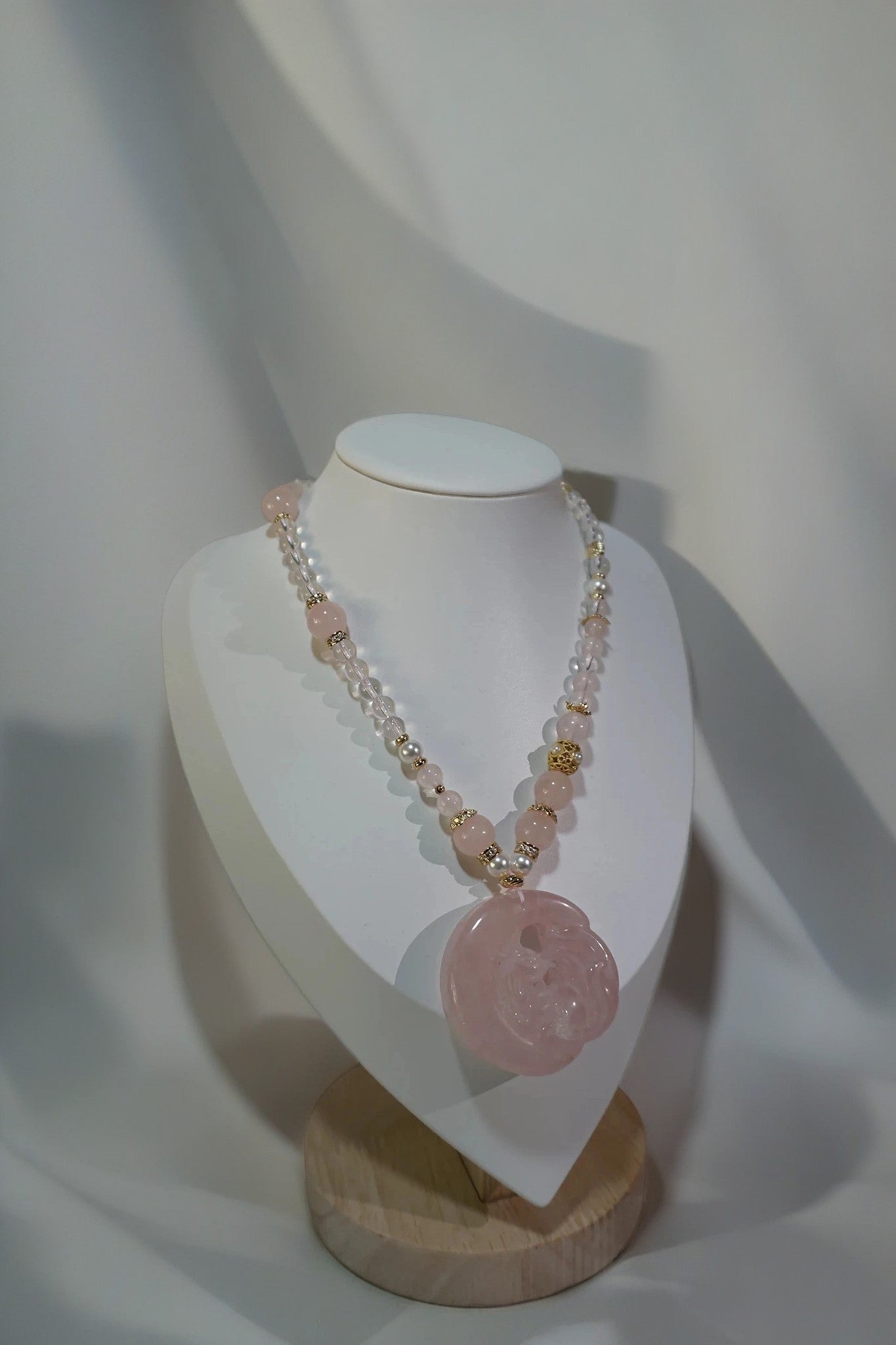 Pink Quartz Fox Pendant Necklace