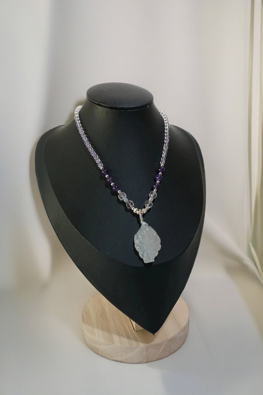 White Quartz Nine-Tailed Fox Pendant Necklace