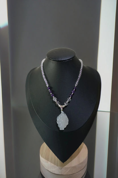 White Quartz Nine-Tailed Fox Pendant Necklace