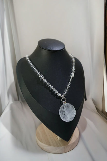 Luminous White Quartz Nine-Tailed Fox Pendant Necklace