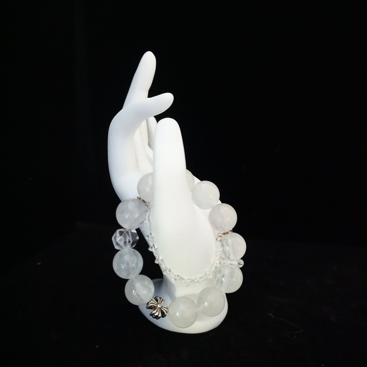 White Phantom Quartz & Sterling Silver Chain Bracelet