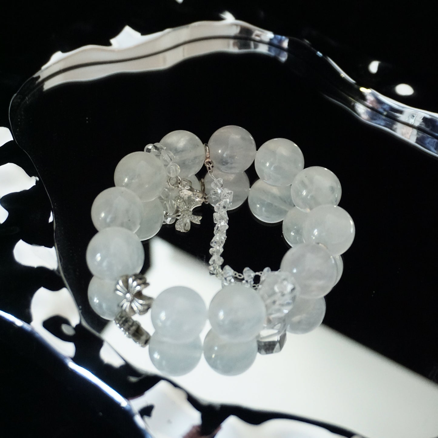 White Phantom Quartz & Sterling Silver Chain Bracelet