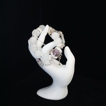 White Phantom Quartz Amethyst Bead Bracelet