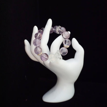 White Bear & Purple Rutilated Quartz Pendant Bracelet