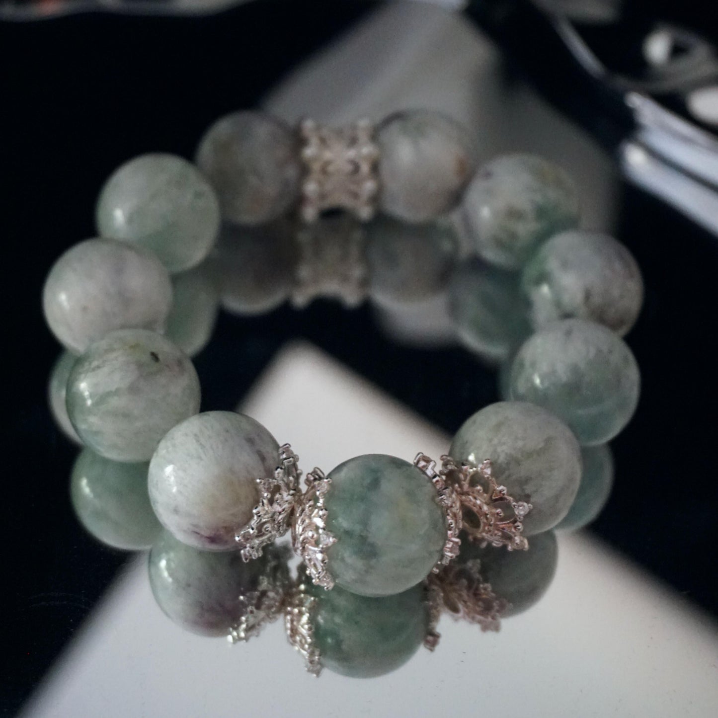 Green Feather Fluorite Designer Bracelet