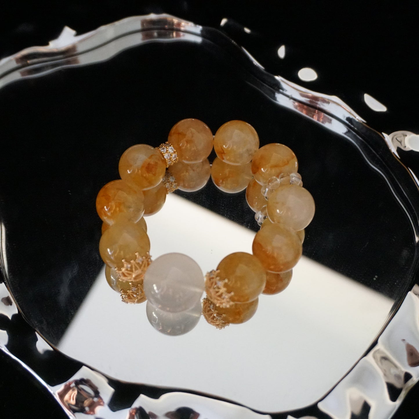 Hematoid Quartz Crown Bracelet