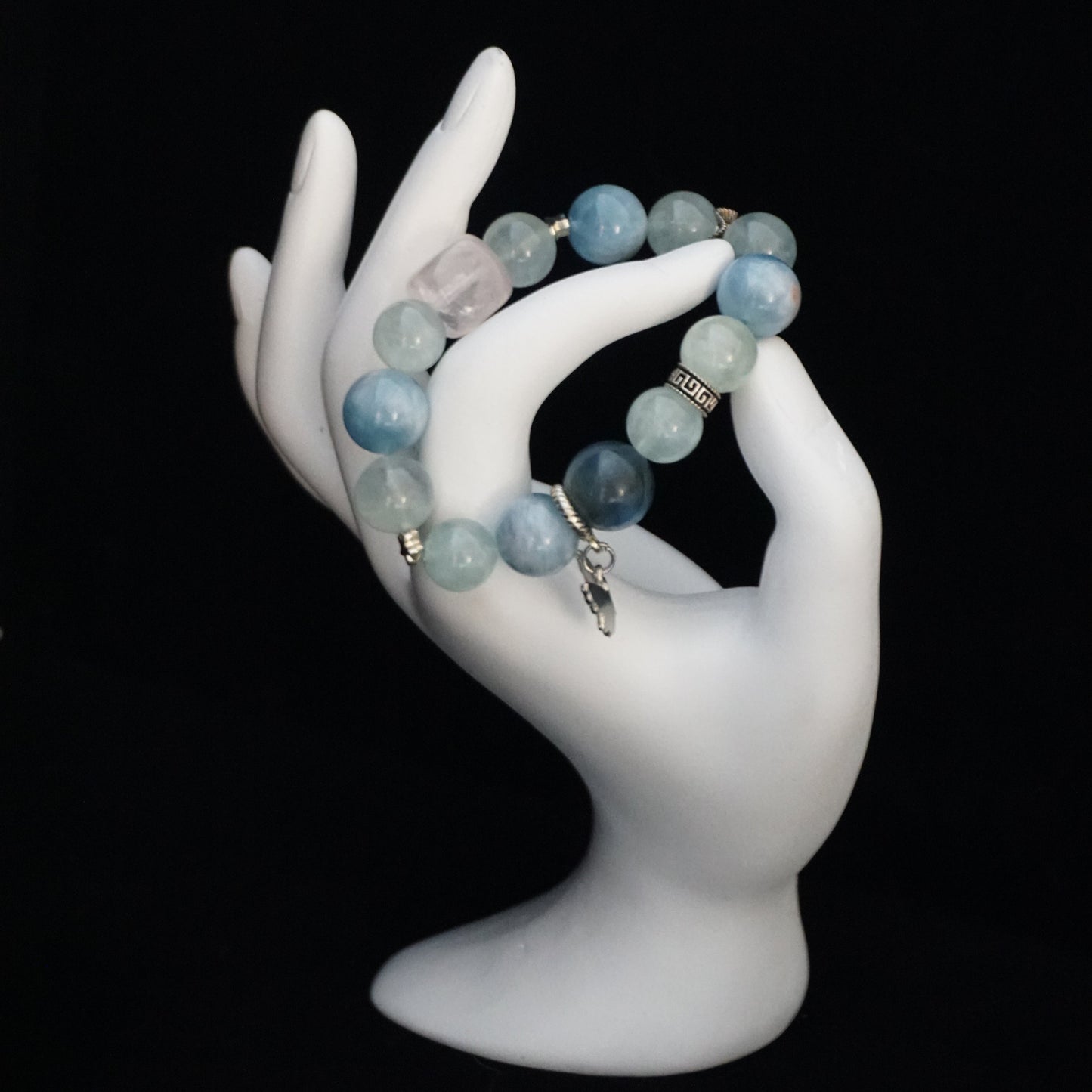 Aquamarine & Rose Quartz Butterfly Bracelet