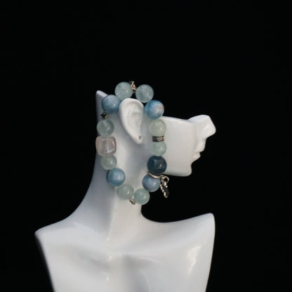 Aquamarine & Rose Quartz Butterfly Bracelet