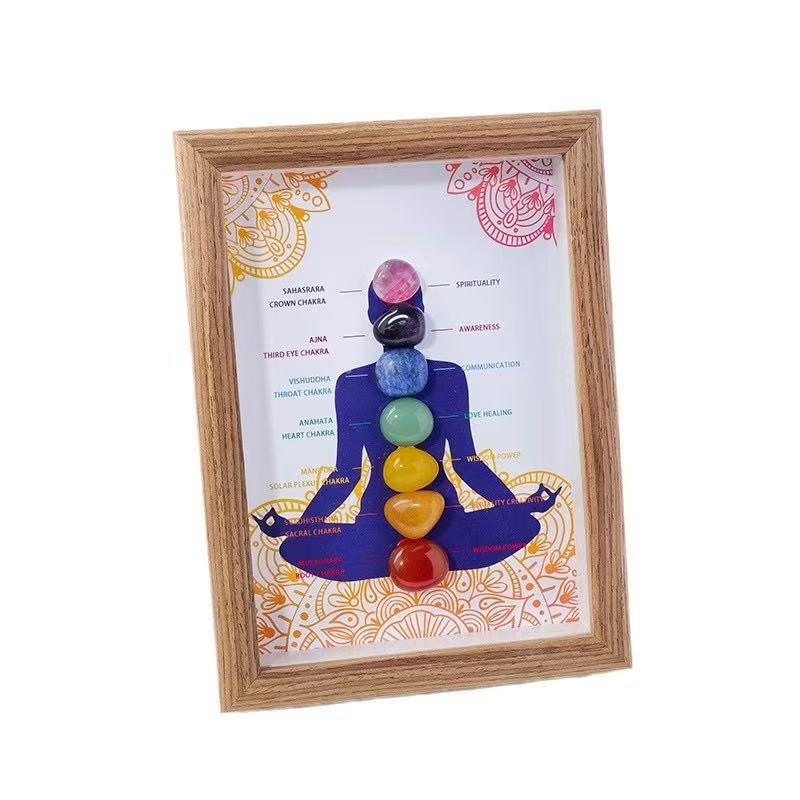 Handmade 7 Chakra Healing Crystal Roller Frame
