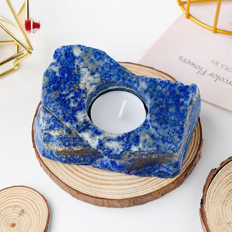 Raw Lapis Lazuli Crystal Candle Holder