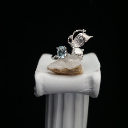Aquamarine Butterfly Open Ring