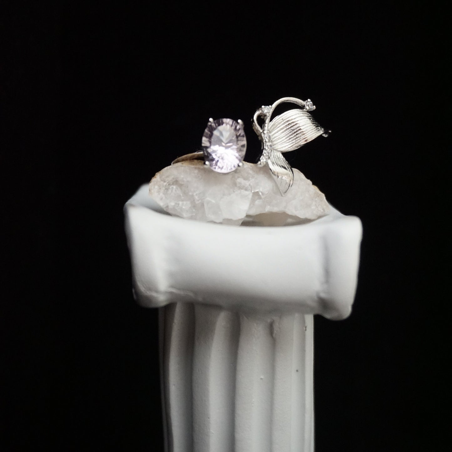 Amethyst Butterfly Open Ring