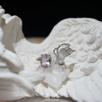 Amethyst Butterfly Open Ring
