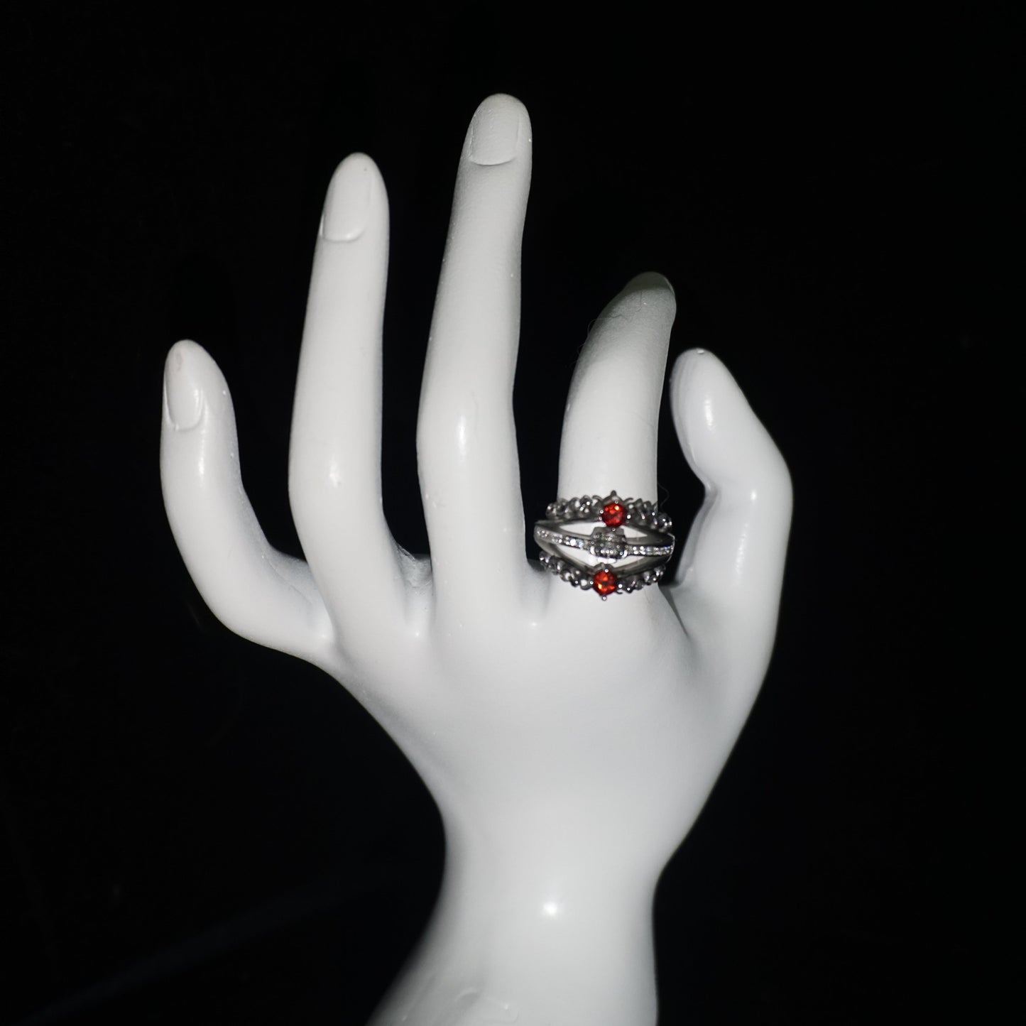 Crown-Shaped Ruby Open Ring