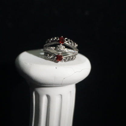 Crown-Shaped Ruby Open Ring