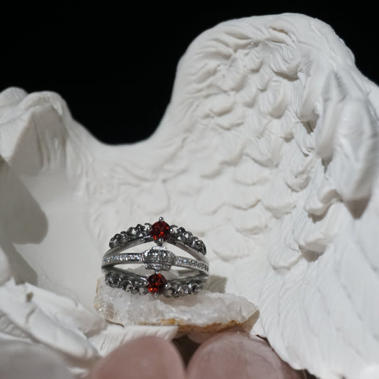 Crown-Shaped Ruby Open Ring