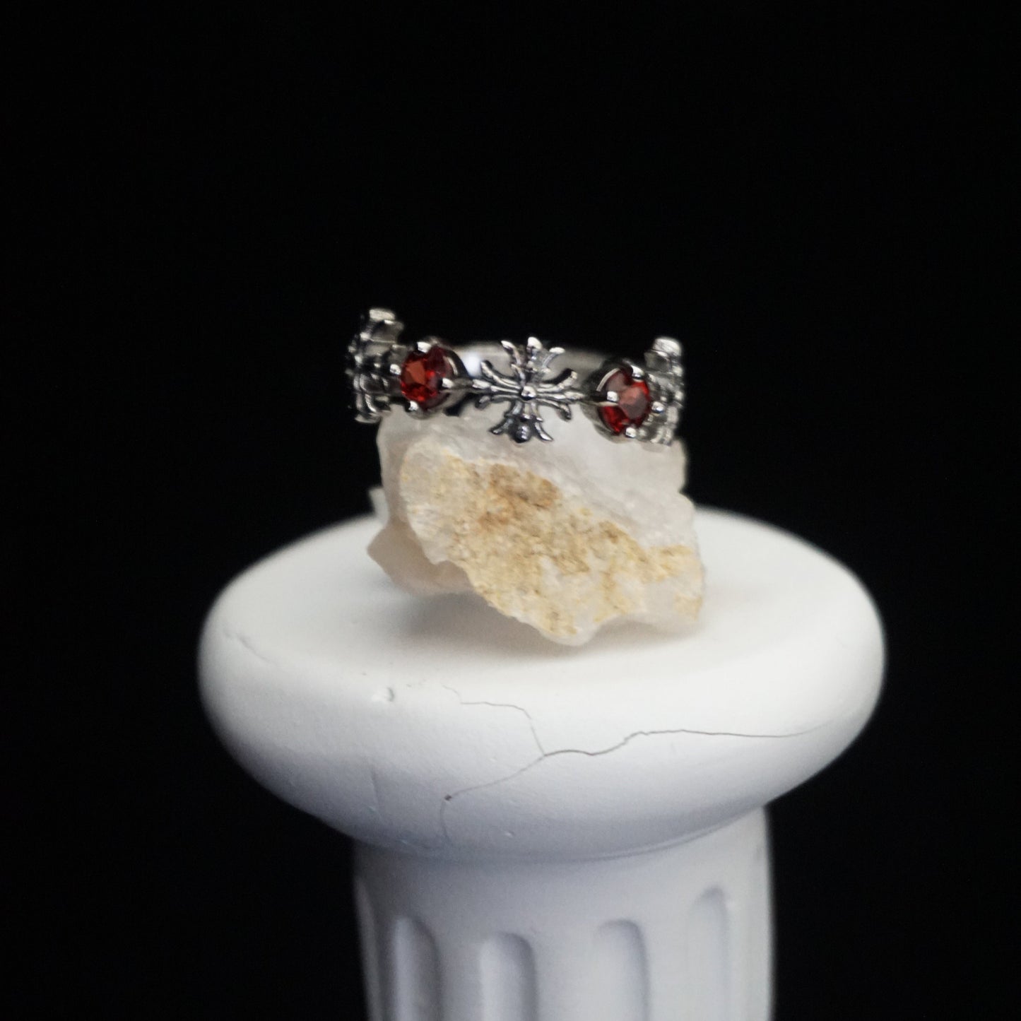 Vintage Cross Ruby Open Ring