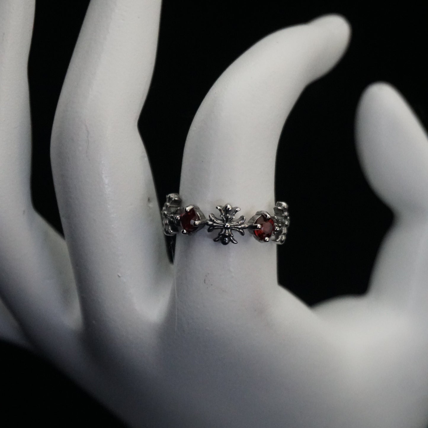 Vintage Cross Ruby Open Ring
